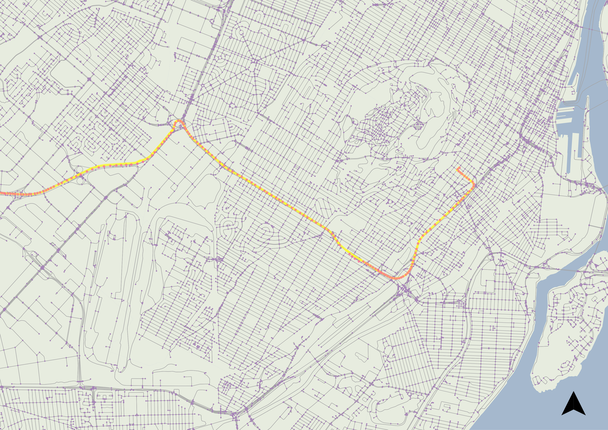 Overview of a map-matched route